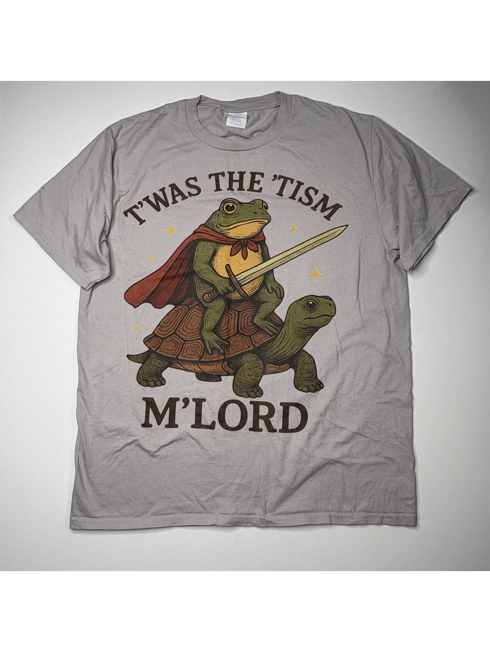 T'Was The Tism M'Lord Frog Turtle Knight Graphic T-Shirt L